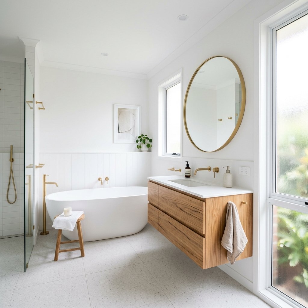 Modern bathroom renovation handyman project