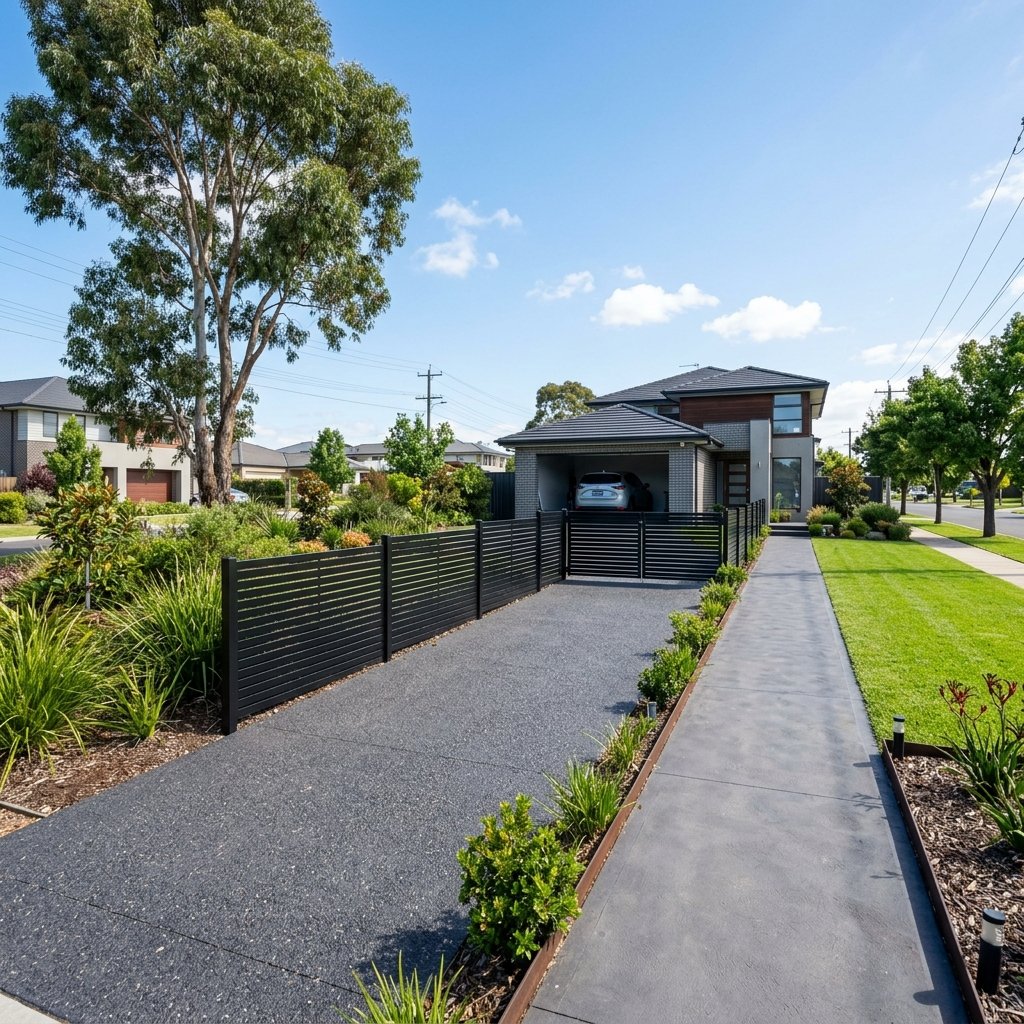 Black aluminium fence handyman installation project